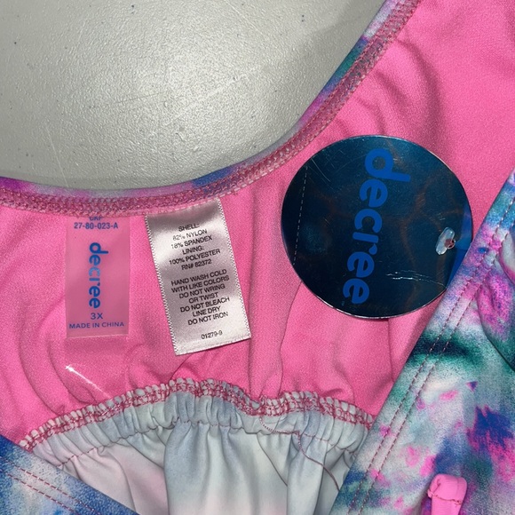 Decree NWT Size 3X Blue & Pink Tie Dye Print Bathing Suit Bikini Swim Top - Picture 6 of 6